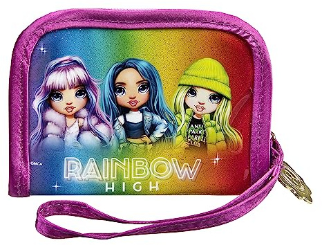 Undercover Rainbow High Geldbeutel und Brustbeutel, lila, mit Reißverschluss, für Kinder, Jungen und Mädchen, 10 x 13,5 x 1 cm