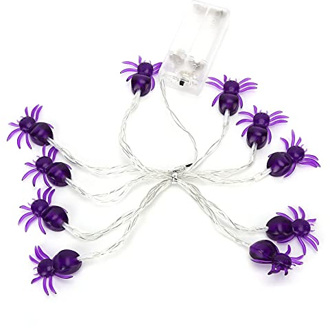 BSTCAR Halloween Lichter LED Lila Spinne Batterie Dekorative Lichterketten Festival Party Indoor Outdoor Dekoration