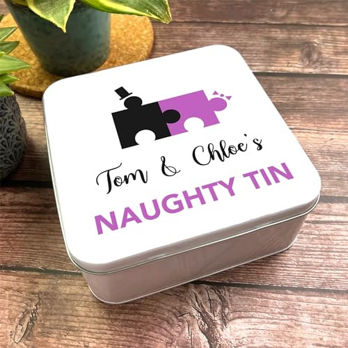 Fingerprint Designs Square Puzzle Couple Naughty Sexy Romantic Gift Personalised Toy Storage Tin