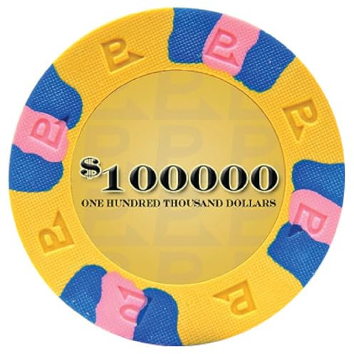 NexGen Pro Classic Poker-Chips 10–6000: 9 g, authentisches Casino-Feeling mit dreifarbigem Design und strukturierter Form, 50 Stück (100.000 $ Gelb)