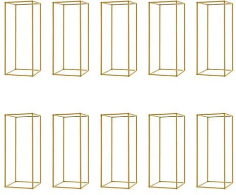 KiwiHood Packung mit 10 Metall Blumenständer 60cm / 23.6inch Gold Hochzeit Blumenständer Geometrische Blume Vase Tisch Mittelstücke Blumen Display Rack für Hochzeit Party Events Dekor