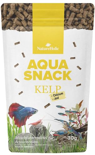 NatureHolic AquaSnack Kelp Sticks | mangime aggiuntivo di alta qualità per acquario, mangime vegetale puro per gamberetti, gamberi, granchi, acquari e pesci ornamentali