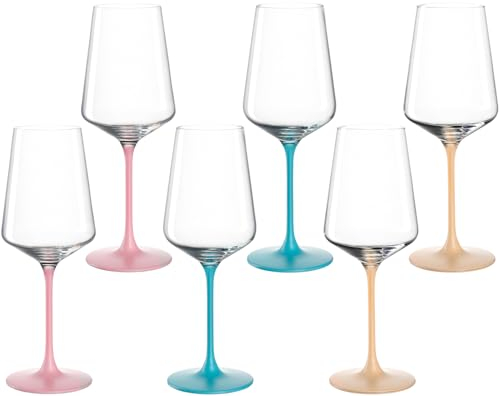 LEONARDO HOME Brera 046981 Lot de 6 verres à calice, verres à vin, de qualité supérieure et modernes, lavables au lave-vaisselle, verres à cocktail tendance et colorés, 400 ml