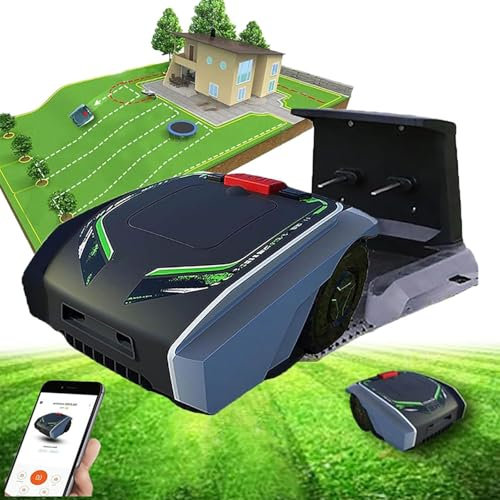 JJENXYYDS Fully Automatic Lawn Mower,Lawn Robot,Cuts Up to 1500 sq m, Ultra Quiet Mowing, Manicured Lawn, Bluetooth Application Control, GPS Assisted Navigation, Rain Sensor & Boundary Wire