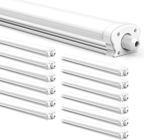 JESLED - 12er Pack LED Feuchtraumleuchte 120cm IP65-30W 5200 Lumen - 4000K Neutralweiß - Verknüpfbar - Kellerleuchte, Nassraumleuchte - Feuchtraum Wannenleuchte