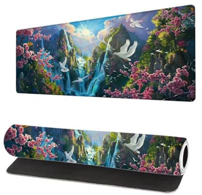 Tappetino Mouse Grande Montagna, 1200x600x3mm XXL Tappetino Mouse Gaming Autunno, Tappetino da Ufficio Antiscivolo, Waterproof Tappetino Mouse e Tastiera, Mousepad con Bordi Cuciti per Ufficio C-5
