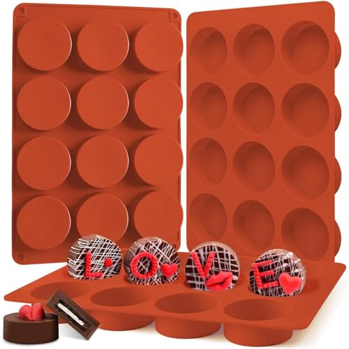 GSDGV 3 Packs Silicone Round Disc Molds for Cheesecake, Chocolate Cover, Cylinder Candy, Jello Cake, Muffin, and Handmade Soap