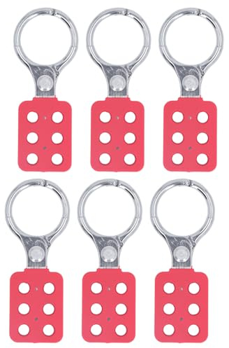 Hyuduo Hasp di Tagout di Blocco da 6 Pezzi, Materiale PA in Lega di Alluminio Antiscintilla con Interblocco a 6 Fori, Diametro Interno della Ganascia di 38 Mm per Blocco di Sicurezza