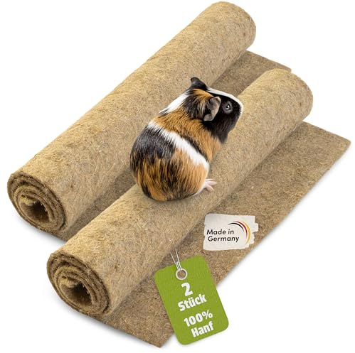 Hanfmatten 100 x 50 cm (2er Set) – 5 mm dicker Nagerteppich für Kleintiere | 100% Hanf, kompostierbar, naturbelassen. Ideale Nagermatten im 2er Set für Kaninchen, Hasen, Hamster & Kleintiere.
