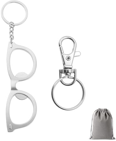 GENSMILE Porte-clés à lunettes, cadeau pour hommes et femmes, porte-clés avec décapsuleur en forme de lunettes, pendentif décoratif en métal pour sac à dos, cadeau original pour adolescents