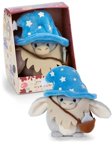 NICI Set Kuscheltier Esel Earl 8cm mit Zaubertrank & Zaubererkostüm in Geschenkbox 8,5x6,5x10cm – grau – Weiches mymochi Plüschtier, niedliches Kawaii Stofftier zum Kuscheln & Spielen – 62584
