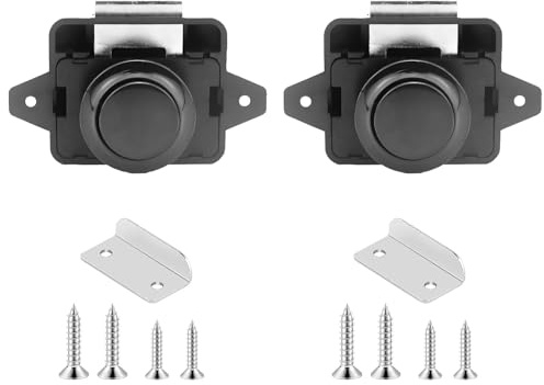 HAFRILY Push Lock Zinklegierung Push Button Lock, Keyless-Schrank Catch für möbelschloss Caravan Schlösser, Schublade, Schranktürschlösser, Yacht(Pack of 2 Schwarz)