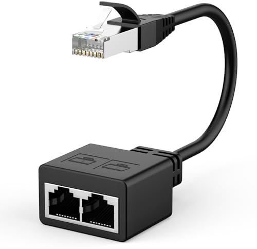 1 to 2 Port RJ45 Network Ethernet Adapter Splitter,lezaface E-thernet S-plitter 1 Male to 2 Female LAN E-thernet S-plitter Adapter Suitable Super Cat5,Cat5e,Cat6,Cat7