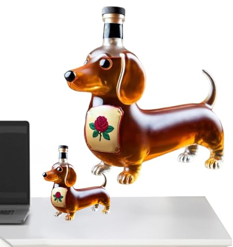 Jarra de alcohol - Botella de vidrio Whiskey en forma de Dachshell,Dispensador De Vino Decantador Para Comedor Y Bar Hogar