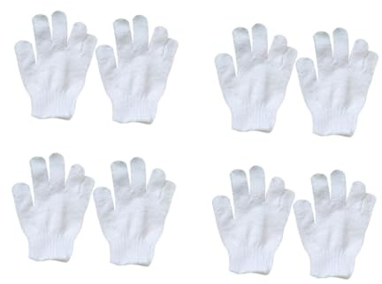 Kinder Badehandschuhe aus Nylon, 8 Stück, Weiß, Lose Manschette | Buntes Schaumbadetuch, Leicht und Auszuziehen, Mehr Reibung, Entfernt Abgestorbene Haut