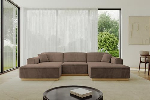 ALTDECOR Ecksofa in U-Form Corner Sofa Bett Eckcouch Couch L-Form Wohnlandschaft Cauchsofa IREA-U1-v2 301x165x80 Braun