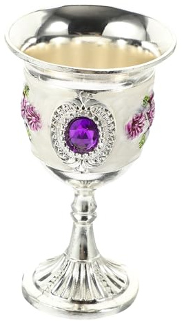 LOLIPPYY Copa de Vino de Aleación con Diseño Incrustado Irrompible Boca Ancha y Forma Redondeada para Bar Fiesta y Uso Doméstico Color con Floral Aleatorio