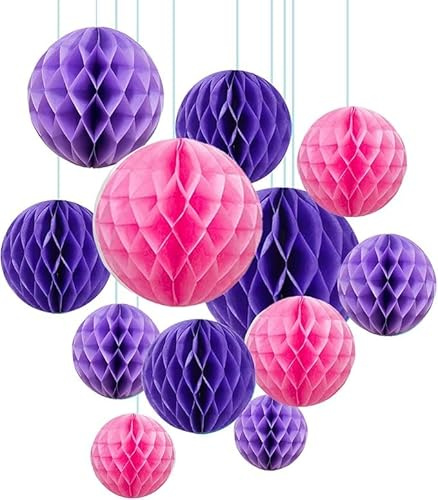 Juego de 12 bolas de papel de panal de abeja, bolas colgantes de papel fino de 6 pulgadas, 8 pulgadas y 10 pulgadas, bodas, fiestas, poses, vacaciones, decoración de otoño (A6)