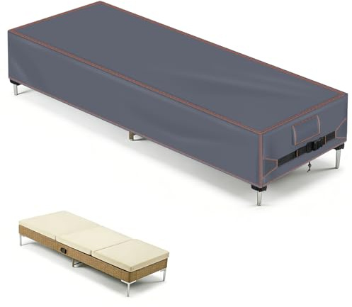 Khongoo Housse de Protection Pour Chaise Longue de Jardin, Gris 200x68x30cm | Housse pour chaise longue de jardin, tissu Oxford 420D, imperméable, protection UV contre la décoloration, indéchirable
