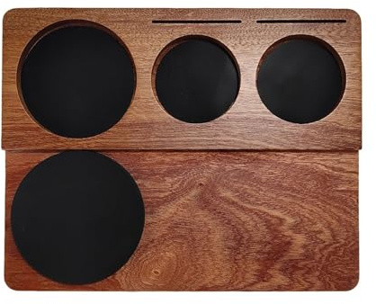 FUANA Porta manomissione caffè in legno 51/54/58 mm, include distributore organizer, pennello e supporto per schermo, compatibile con la maggior parte delle macchine da caffè espresso