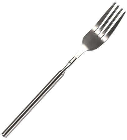 NOENNULL Forchetta per Menu in Acciaio Inossidabile, Forchetta Telescopica per Barbecue, Cena Allungabile, Frutta, Dessert, con Manico Lungo, Posate