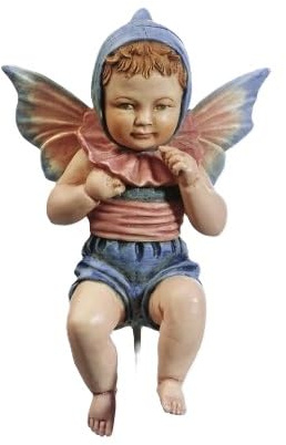 Home of Christmas Flower Fairy Pflanzenstecker – Handbemalte Blumenelfe Dekofigur am Stab, Detailreiche Gartenfee aus Polyresin für Blumentöpfe & Gestecke (Vergissm.-Baby 8 cm)