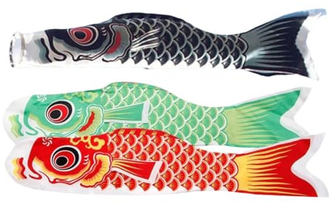 Toddmomy de Banderas de Carpa Japonesas para Decoración Exterior de Jardín y Restaurante 3 Piezas Hechas de Tela Excelente Acabado y Colores Variados