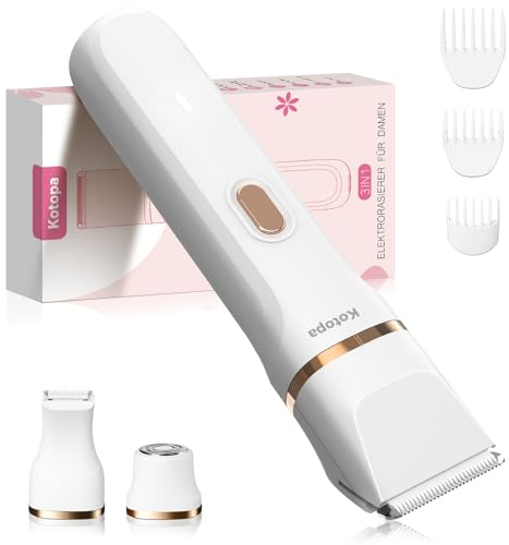 Kotopa Intimrasierer für Frauen, Elektrischer Rasierer Damen mit 3 Aufsätzen, kabelloser und wiederaufladbarer Trimmer Damen für Intimbereich, Gesicht und Beine, Hautschonend & sanft (Weiß) | elektrischer Rasierer Damen für Intimbereich, Gesicht & Beine, hautschonend & sanft, Weiß
