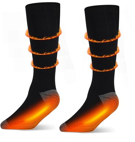Rasfalo Chaussettes Chauffantes Homme Femme, 4000mAh Chaussette Chauffante Rechargeables, 3 Niveaux de Chauffe, Chauffe Pied pour Sports, Ski Noir Graphite