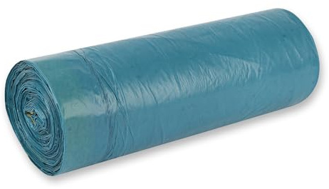 150 Stück, Müllsäcke, FRANZ MENSCH, 120 L, blau, LDPE, Zugband, extra stark | 100 x 70 cm, ca. 45my, recycelt, Rolle, Müllbeutel, Mülltüten, Laubsäcke, trash bags, für Mülltonnen