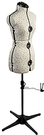 Sewing Online Verstellbare Schneiderpuppe Sugar Ditsy Beige 8-Teilige | Klein (S) [Größe EUR 38 bis 44]