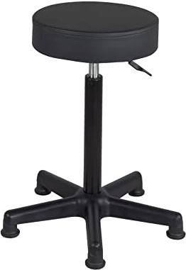 Kayelles Taburete de Trabajo para mostrador sin Respaldo, Asiento Redondo de Cuero sintético Acolchado de Espuma de Alta Densidad, Giratorio 360°, Altura Ajustable de 56 a 78 cm YÉ+ (Negro)