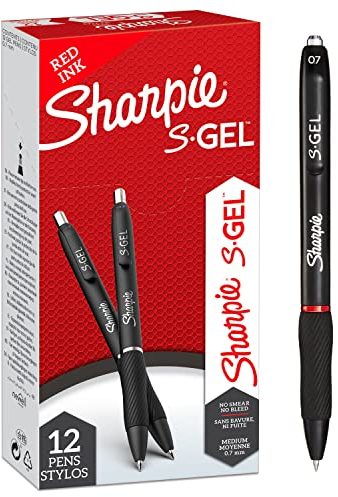 Sharpie S-Gel Gelstifte | mittlere Spitze (0,7 mm) | Gelschreiber mit roter Tinte | 12 Stück