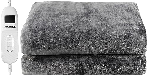 Steinborg Elektrische Kuscheldecke Heizdecke mit Abschaltautomatik 180 x 130 cm| Timer | 9 Temperaturstufen | Timer | Fernbedienung | bei 30° waschbar | Wärmedecke | Elektrische Wärmezudecke