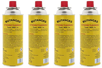 CLEARFEE 227g (520ml) Butan Gaskartusche | Campinggas Butangas MSF-1a | für Gaskocher, Gasheizung, Gasbrenner, Unkrautbrenner (4 Flaschen)