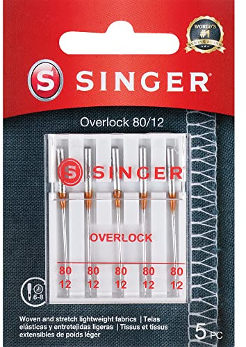 SINGER Universal-Overlock-Nadeln, normale Spitze, Größe 80/12–5 Stück