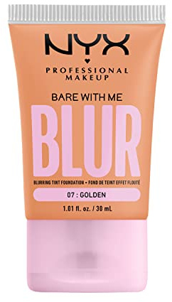 NYX Professional Makeup Blurring Tint Foundation, Medium Coverage, Matte Finish, With Niacinamide, Matcha and Glycerin, 12 Hours Hydrating, Bare With Me Blur, 30 ml, Shade: Golden