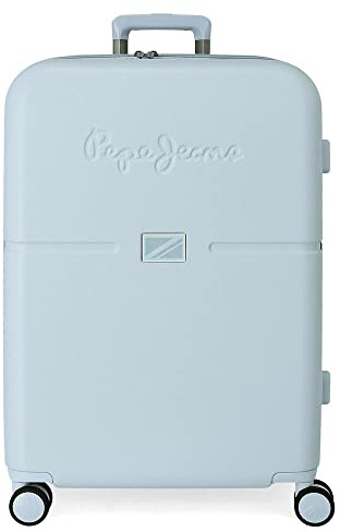 Pepe Jeans Accent Maleta mediana, Azul, Rígida, 4 Ruedas dobles