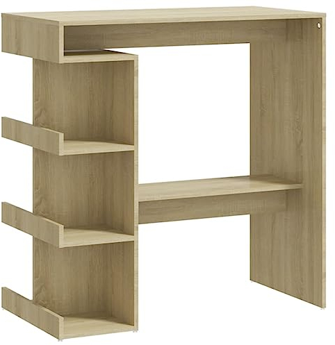 Bussandri Exclusive - Bartisch mit Regal Sonoma-Eiche 100x50x101,5 cm Holzwerkstoff