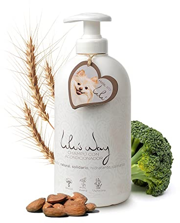 Lulu’s Way Champú para Perros con Acondicionador 500ML - 99% Natural - Piel Sensible - Dermatitis - Hidrata Suaviza y Mejora el Pelaje - Todas Las Razas - Sin alérgenos - Sin parabenos - Vegano
