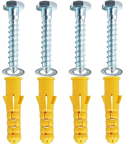 Tassello di fissaggio M10 x 50 mm per muratura resistente + vite zincata e rondella, kit di bulloni in acciaio per staffa TV, antenna, piatti, piatti, mensole (4)