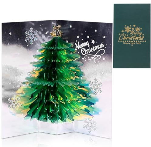 Biglietto Auguri Natale 3D Pop-Up, Biglietto di Natale Pop-Up, 3D Cartoline di Natale con Buste, Cartolina di Auguri Natalizi Pop up, Biglietti di Buon Natale per Bambini Amici Famiglia