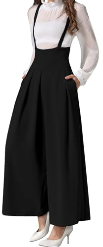 DayaEmmoTQ Salopette Elegante per Donna - Salopette Ritagliato a Vita Alta con Bretelle Sottili, Pantaloni Larghi con Spalline Sottili e Tasche Laterali, Jumpsuit,Tuta