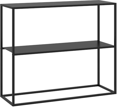 HOMCOM Konsolentisch Flurtisch mit 2 Ebenen, 90 x 30 x 75 cm, Schwarz | Sofatisch, Beistelltisch mit Kippschutz, Dekotisch für Wohnzimmer, Diele, Stahl