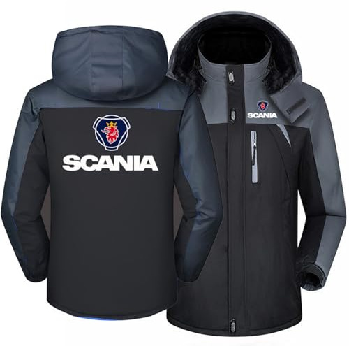 MYYLY Giacca Antivento Invernale da Uomo per Esterni per Scania Calda Felpa con Cappuccio e Cerniera,Giacca a Vento,Felpa alla Moda,Comoda Felpa in Pile, Top Spessi,Tuta da Campeggio,C-5XL