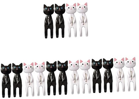 VOSAREA 16pièces Clips à Linge Plastique Forme De Chat Épingles Antidérapantes pour Serviettes De Plage Et Linge Accessoires De Séchage Résistants Au Vent