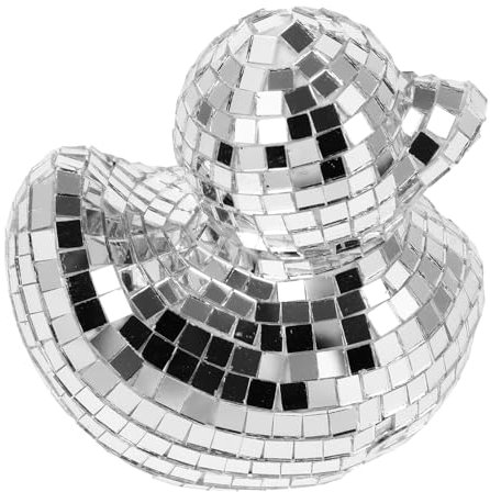 GRIRIW Enten Disko Spiegelkugel Glas Dekoration Kippsicher Künstlerische Disco Tischdekoration Silber Reflektierende Fliesen Für Party Wohnzimmer