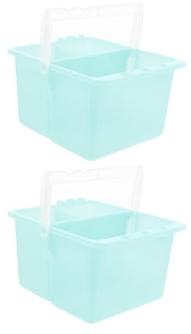 LALAFINA Lot de 2 seaux à crayons - Organisateur de perles d'artiste, de peinture - Station de pinceaux et bols humides - Éponges - Nettoyeur de bordure - Charcuterie - Plastique - Pliable - Vert