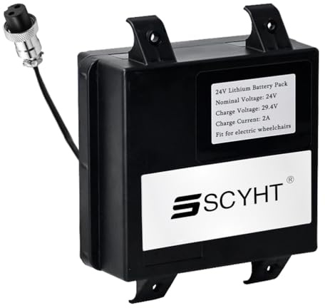 SSCYHT Lithium Battery 24V 20Ah 15Ah 25Ah 32Ah 12Ah Electric Wheelchair Battery 24V Rechargeable Batteries with Hook Up for 250W - 800W Motor Kit,24V25Ah GX20 Female