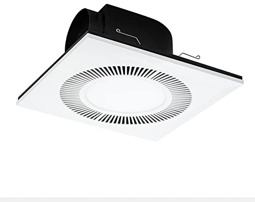 Ventola Ventilatore da Ventilazione da 10 Pollici Ventola di Scarico della Finestra con Luce ， a LED Quadrati silenziosi a soffitto a soffitto Ventilazione Combinazione per Bagno/Doccia/Bagno/casa